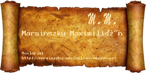 Marsinszky Maximilián névjegykártya